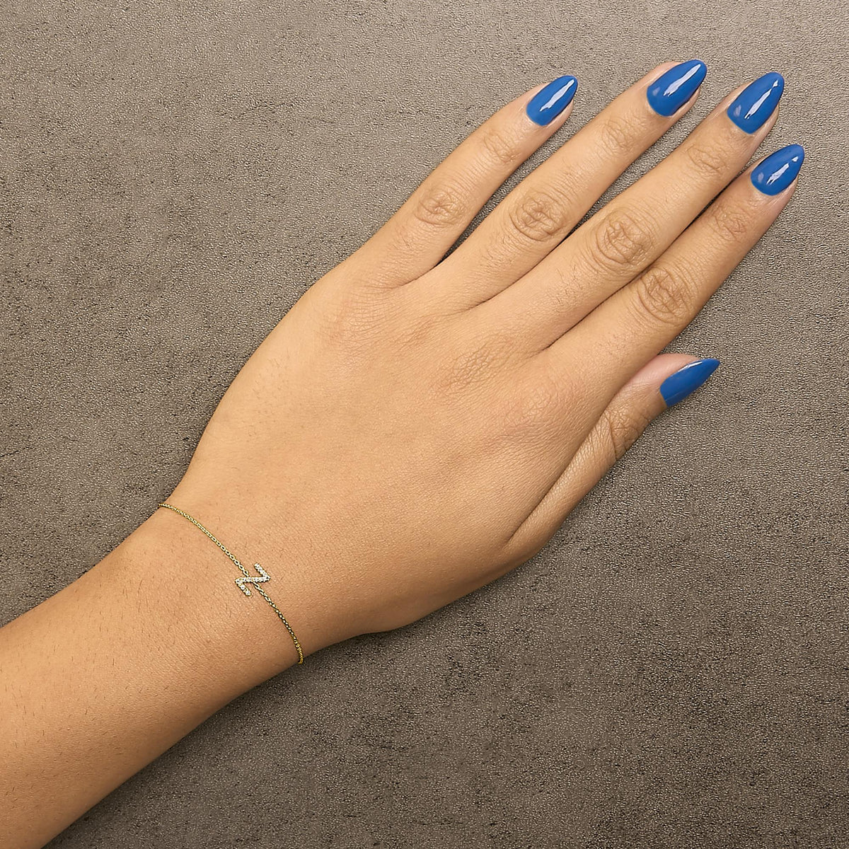 10K Yellow Gold Diamond Accent "A-Z" Initial Charm and Link Bracelet