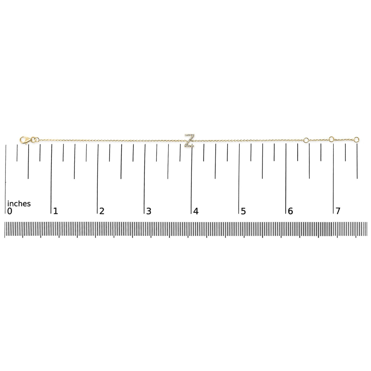 10K Yellow Gold Diamond Accent "A-Z" Initial Charm and Link Bracelet