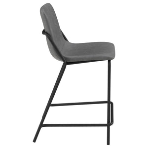 Counter Height Stools With Footrest (Set of 2) - Gray / Black