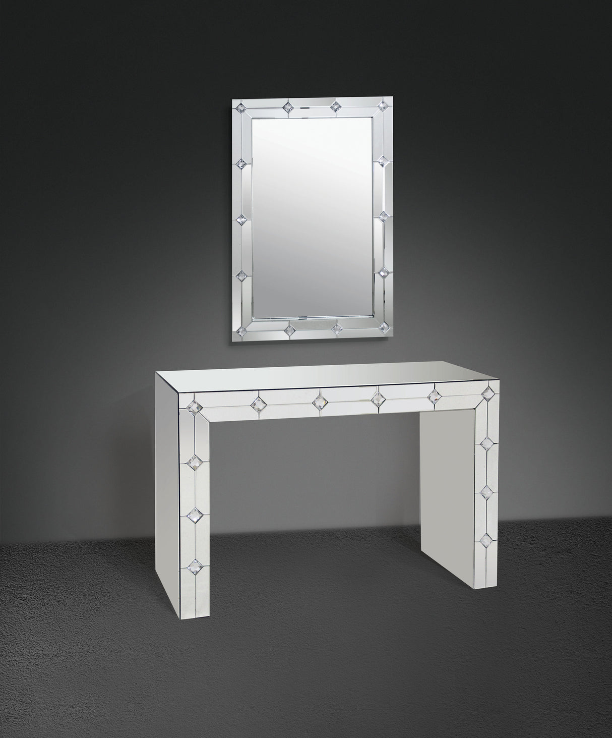 Hessa Mirrored & Faux Rhinestone Console Table