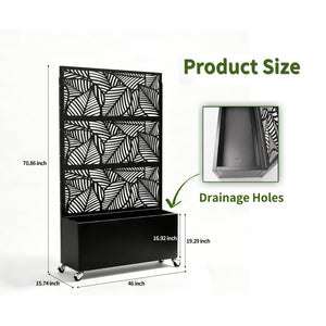 Leaf Pattern Privacy Screen with Planter Box
