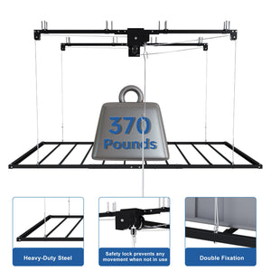Black Overhead Garage Storage Rack 3x6 FT for High Ceilings