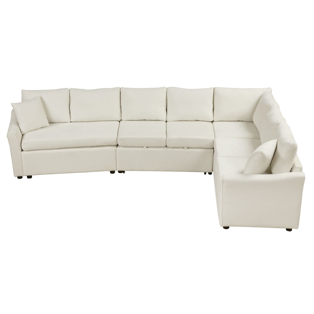 L-Shaped Sofa Convertible Sofa Bed Pull Out Sofa Sleeper With Two Back Pillows, Two USB Ports And Two Power Sockets For Living Room