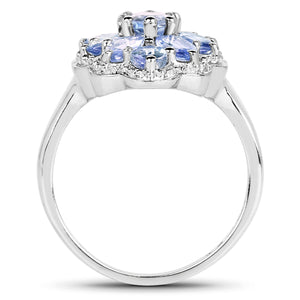 2.46 Carat Genuine Tanzanite .925 Sterling Silver Ring