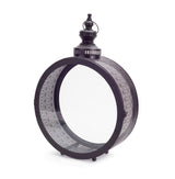 Black ornate metal circle lantern 22"d