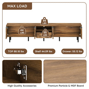 TV Stand, L Shaped Handle Entertainment Console With Storage - Natural