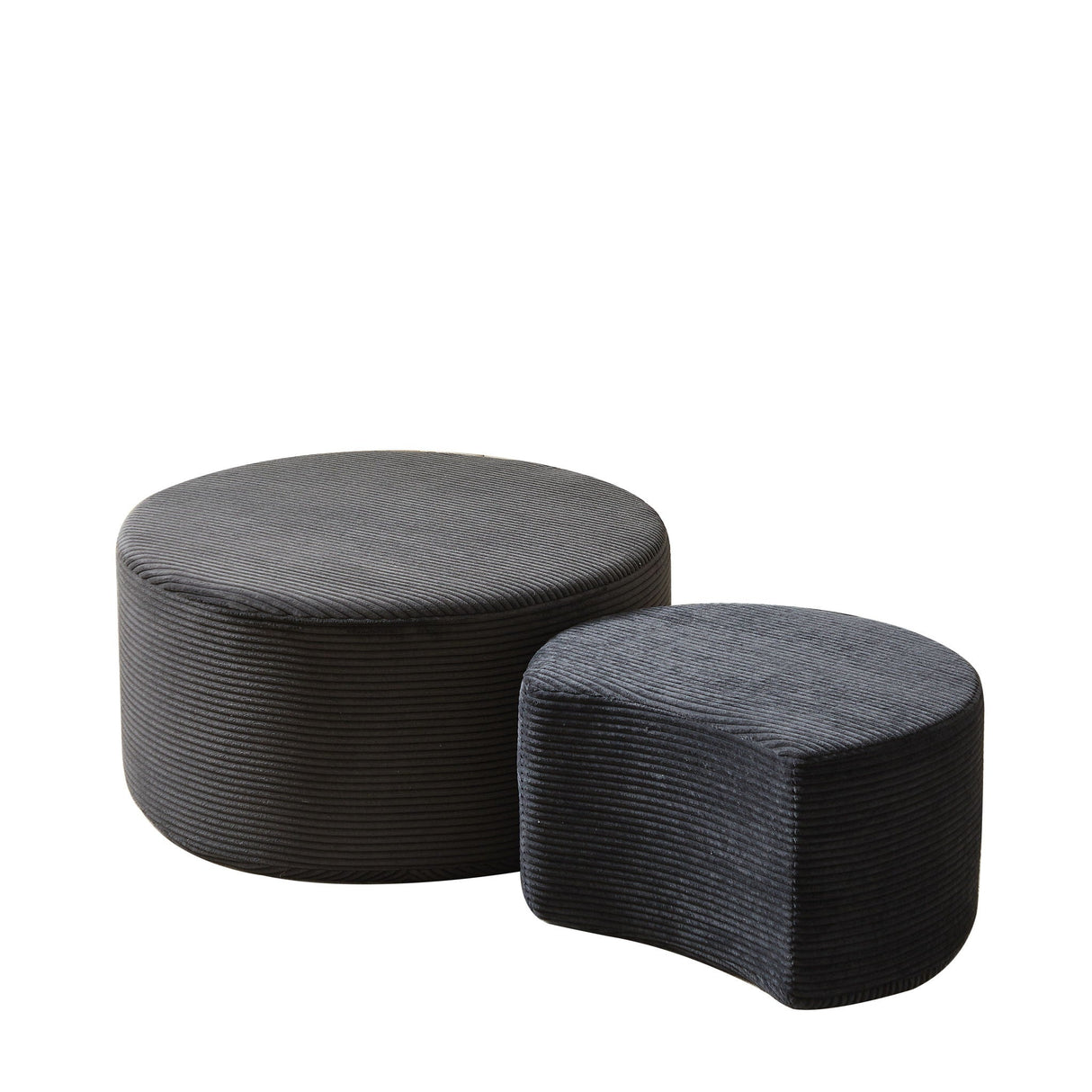 Modern Upholstered Round Coffee Table For Living Room (Set of 2)