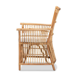 GigaTech Modern Bohemian White Rattan Accent Chair