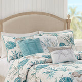 6 Piece Cotton Sateen Quilt Set with Throw Pillows Aqua King/Cal King