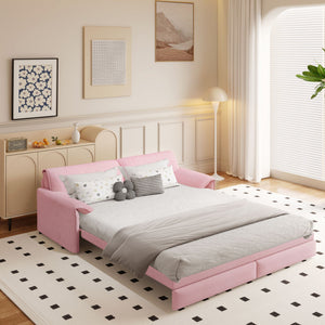 Pull Out 3 In 1 Convertible Sleeper Sofa With Side Storage, Multi Functional