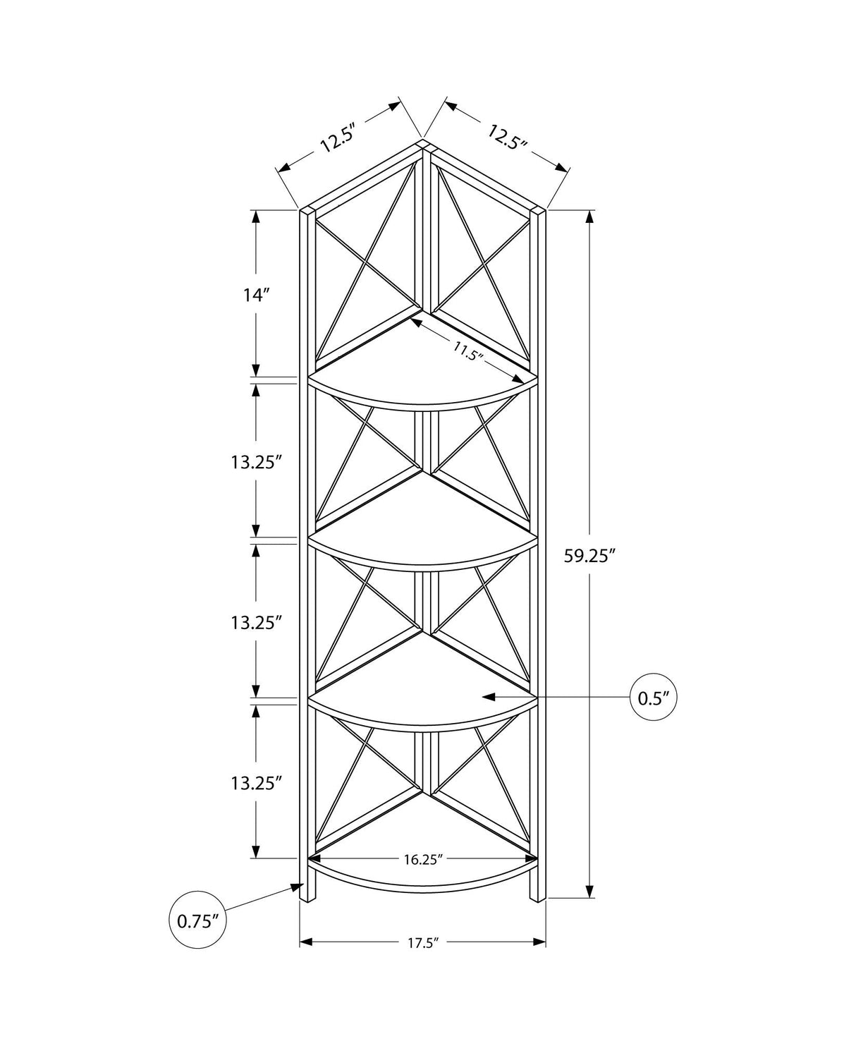 4-Tier Corner Bookshelf with Marble Look and Metal Frame