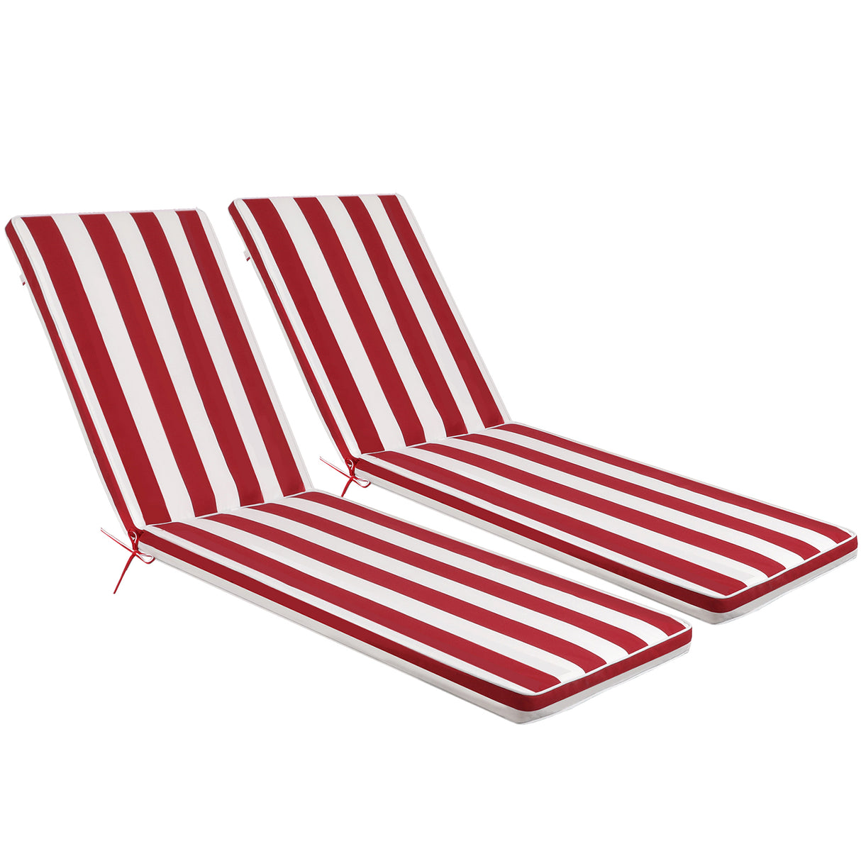 2PC Outdoor Lounge Cushion Replacement - red and white stripe 74" length