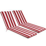 2PC Outdoor Lounge Cushion Replacement - red and white stripe 74" length