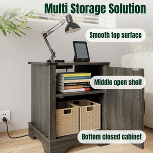 Farmhouse Nightstand, Charging Station & Storage