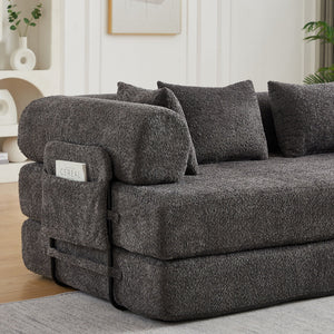 Convertible Sleeper Sofa Bed With Cylindrical Pillow