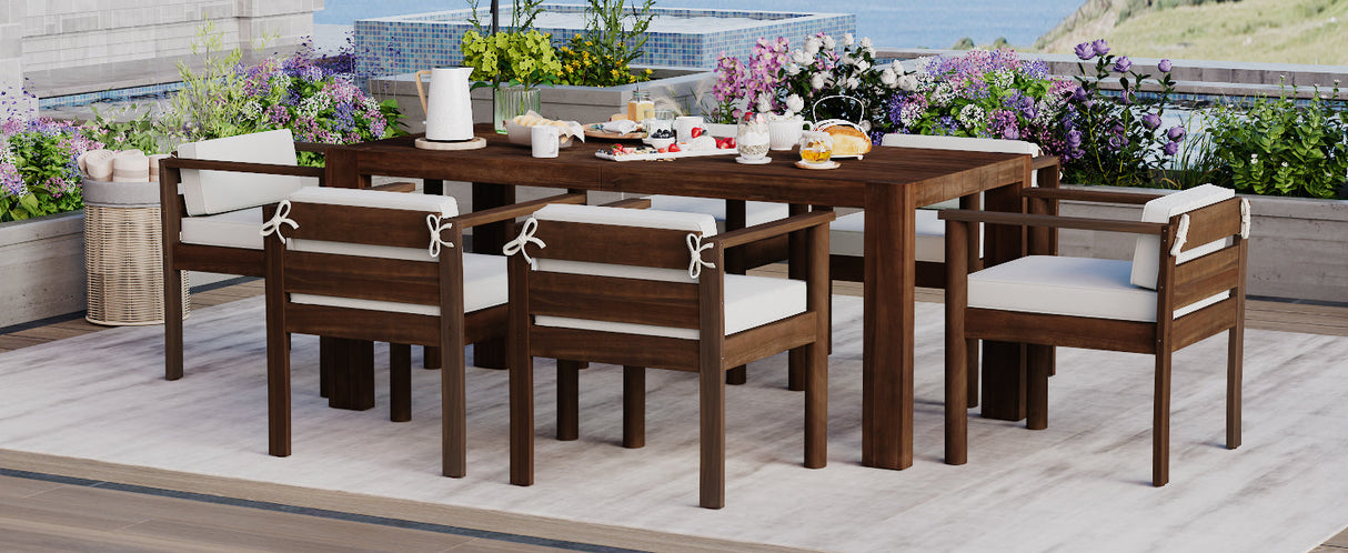 TREXM 7-Piece Patio Dining Table Set for 6