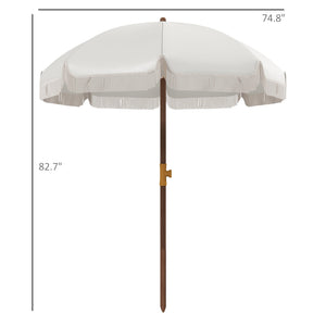 Outsunny 6.2' Portable Beach Umbrella, UV 40+ Ruffled Outdoor Umbrella