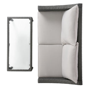 Contemporary Antibes Loveseat & Table Set Outdoor - Gray