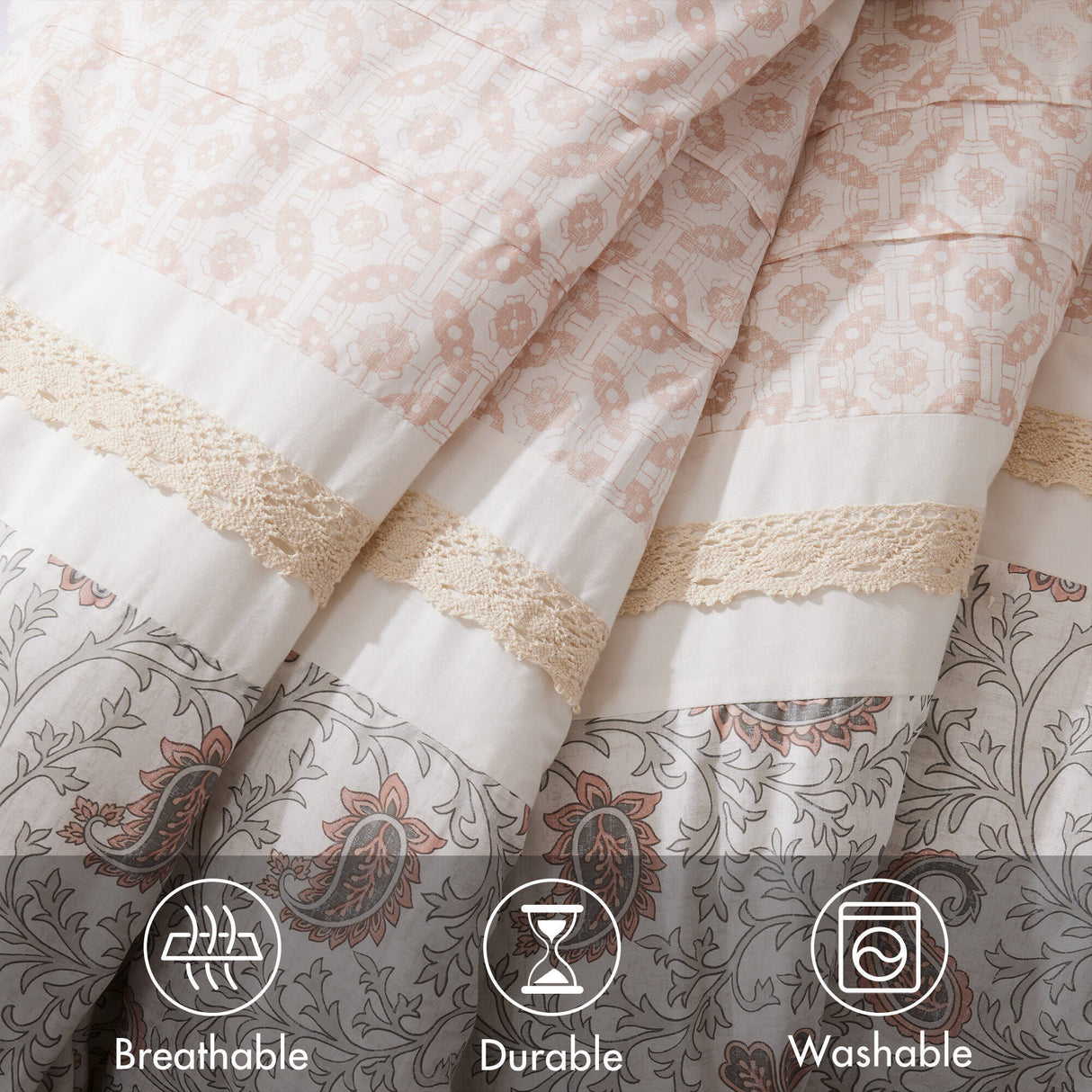 9 Piece Cotton Percale Comforter Set Blush