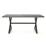 Rolando outdoor aluminum dining table with steel frame, grey / black
