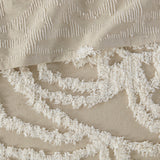 Tufted Cotton Chenille Medallion Fringe Coverlet Mini Set Taupe Full/Queen