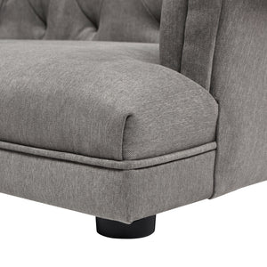 Kiki 36.5' Chesterfield Dog Sofa Bed, Medium, Uptown Gray Stain Resistant High Performance Polyester