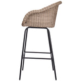 Ladd Outdoor Metal Wicker Barstool Light Brown Faux Wicker Set of 2