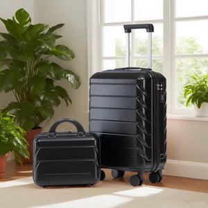 ABS Spinner Wheel Luggage Set with Combination Lock - Black