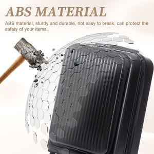 ABS Spinner Wheel Luggage Set with Cosmetic Case - Black