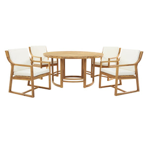 Outdoor Dining Set 5-Piece Patio Table and Chairs Set with Umbrella Hole