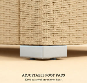 Outdoor Rattan Sofa with Cushions and Throw Pillows - Natural
