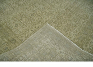 7.10x9.7 Traditional Ivory and Olive Antique Style Hand knotted Wool Area Rug, Kids, Living Room and Bedroom Rug