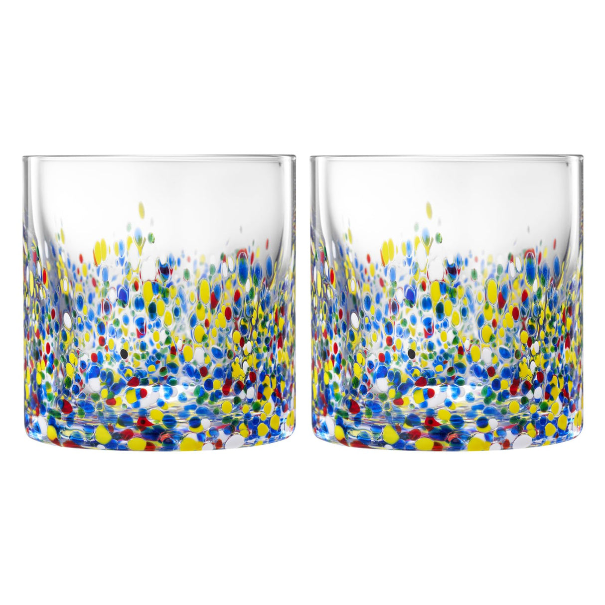 The Wine Savant Mexican Style Glass Hand Blown Colorful Artisan Design Glass Barware DOF Glassware - Confetti Rock