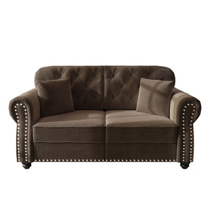 Upholstered Sofa Set With Nailhead Trim And Rolled Armrests, Includes Pillows