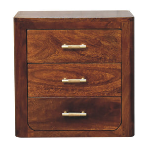 Luca Chestnut Nightstand With 3 Drawers