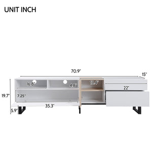 TV Stand for 80" TV with Double Storage Space and Drop Down Door