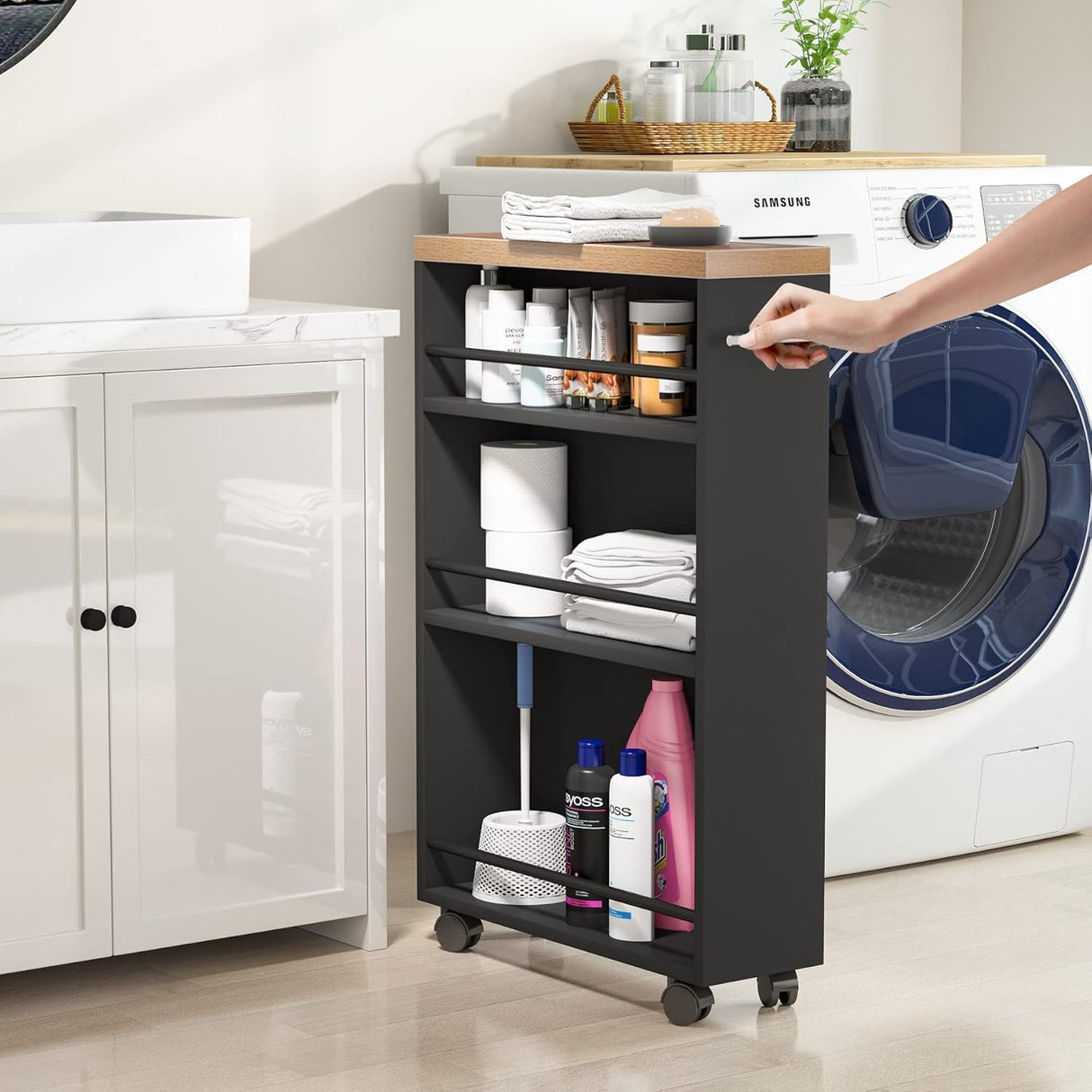 4 Tier Narrow Rolling Kitchen Slim Storage Cart