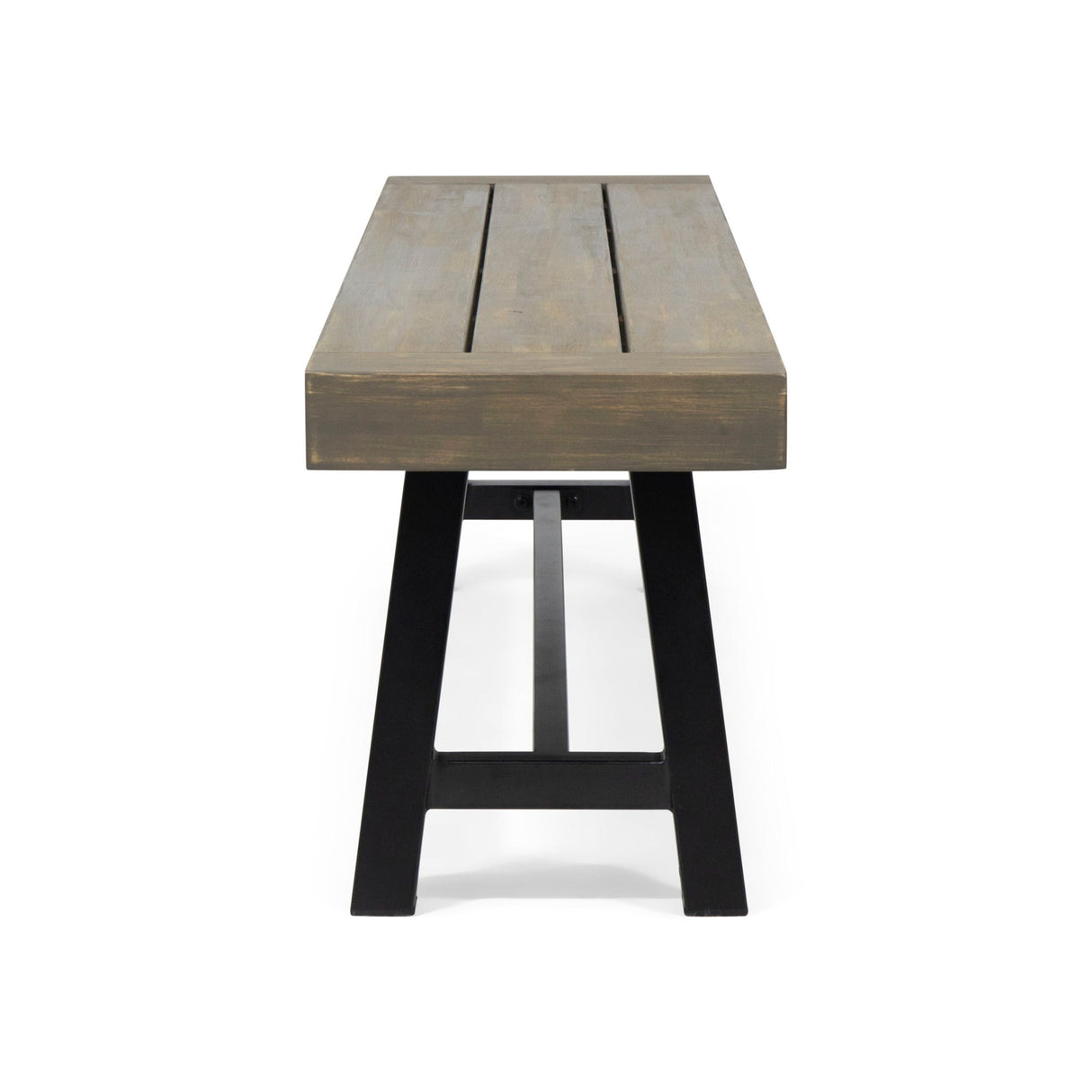 Outdoor Patio Bench - Gray / Rustic Metal