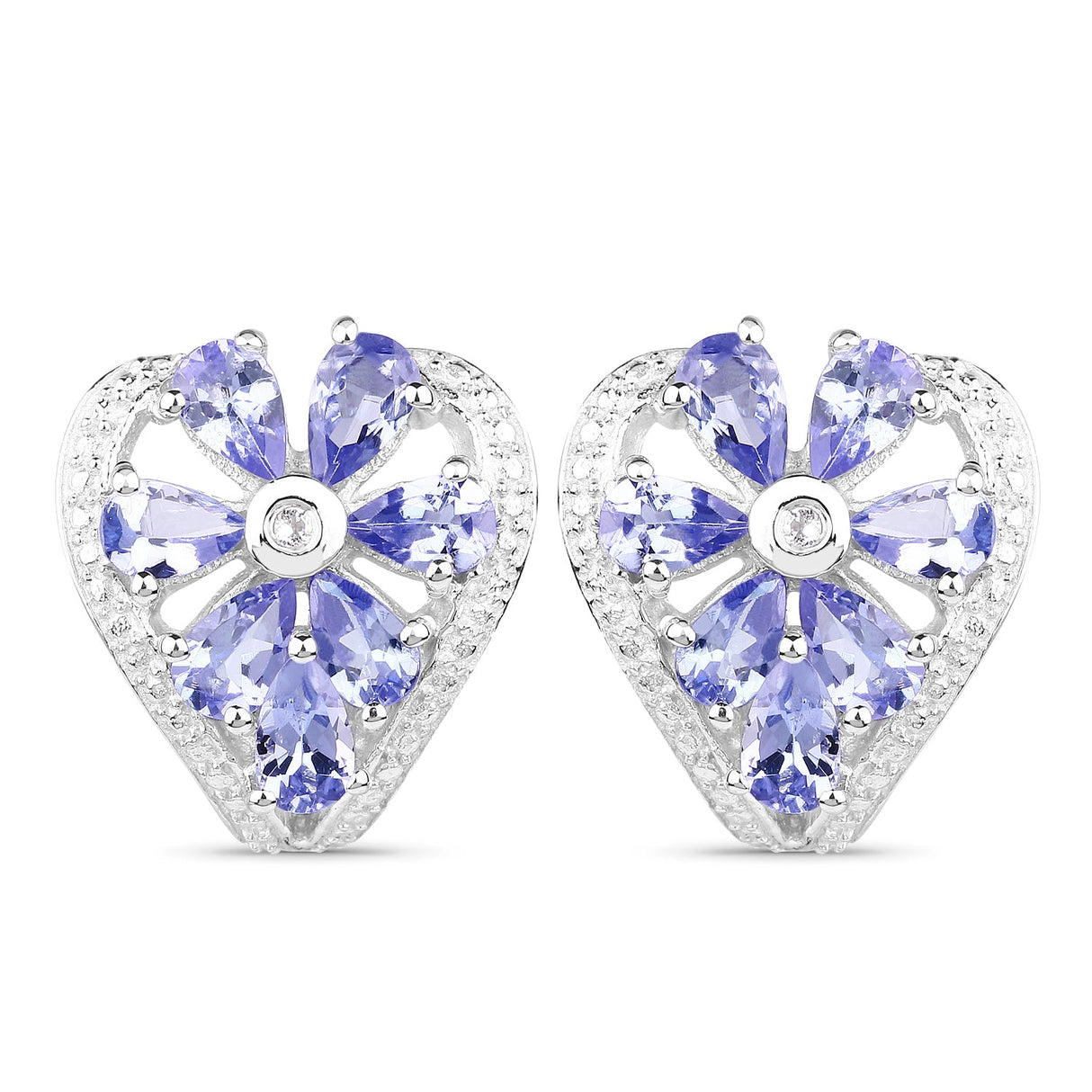2.97 Carat Genuine Tanzanite & White Topaz .925 Sterling Silver Earrings