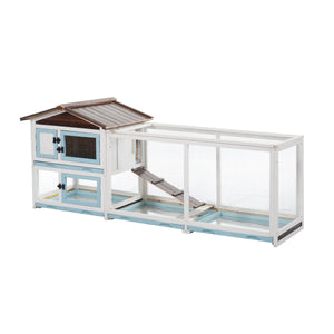 Outdoor Multi-Level Fir Wood Rabbit Hutch with Removable Trays - Natural Wood