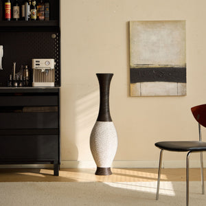 Tall Designer Floor Vase With Elegant 2 Tone