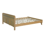 Pine Solid Wood Queen Size Bed, Rustic Yellow