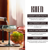 Khen Colored Acrylic Coupe Glasses – Set of 4 Stemmed 8 oz Cocktail Glasses in Muted Tones – Shatterproof, Reusable Drinkware for Martinis, Champagne, and Special Occasions