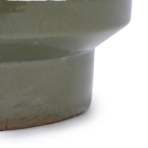 3 Pieces Ceramic Flowerpot, Planter For Patio, Garden Or Windowsills - Antique Light Green