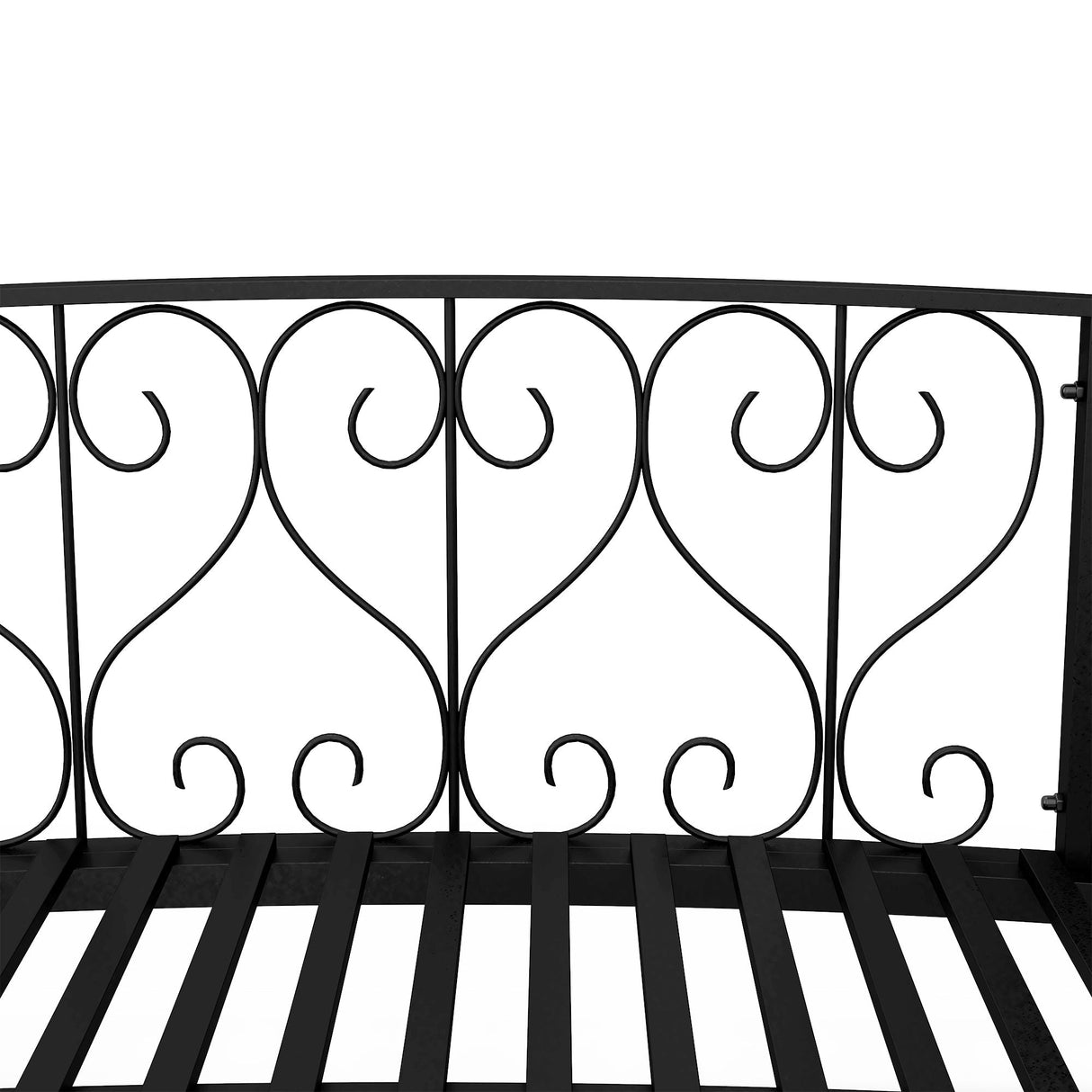 Outsunny 7' Metal Arch Garden Bridge with Safety Siderails, Decorative Arc Footbridge with Delicate Scrollwork 'S' Motifs for Backyard Creek, Stream, Fish Pond, Black