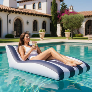 Mediterranean Stripe Lounger, 1 Piece, 60x32 Inch Blue