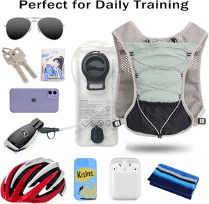 Ultra Lightweight Running Hydration Vest 2L Bladder 6 Pocket Pack 103g