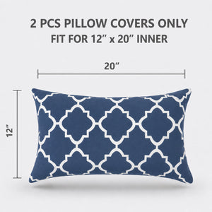 4 Pack Outdoor Lumbar Pillow with Inserts - Navy Trellis