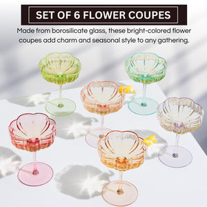 Flower Champagne Cocktail Glasses | Set of 4