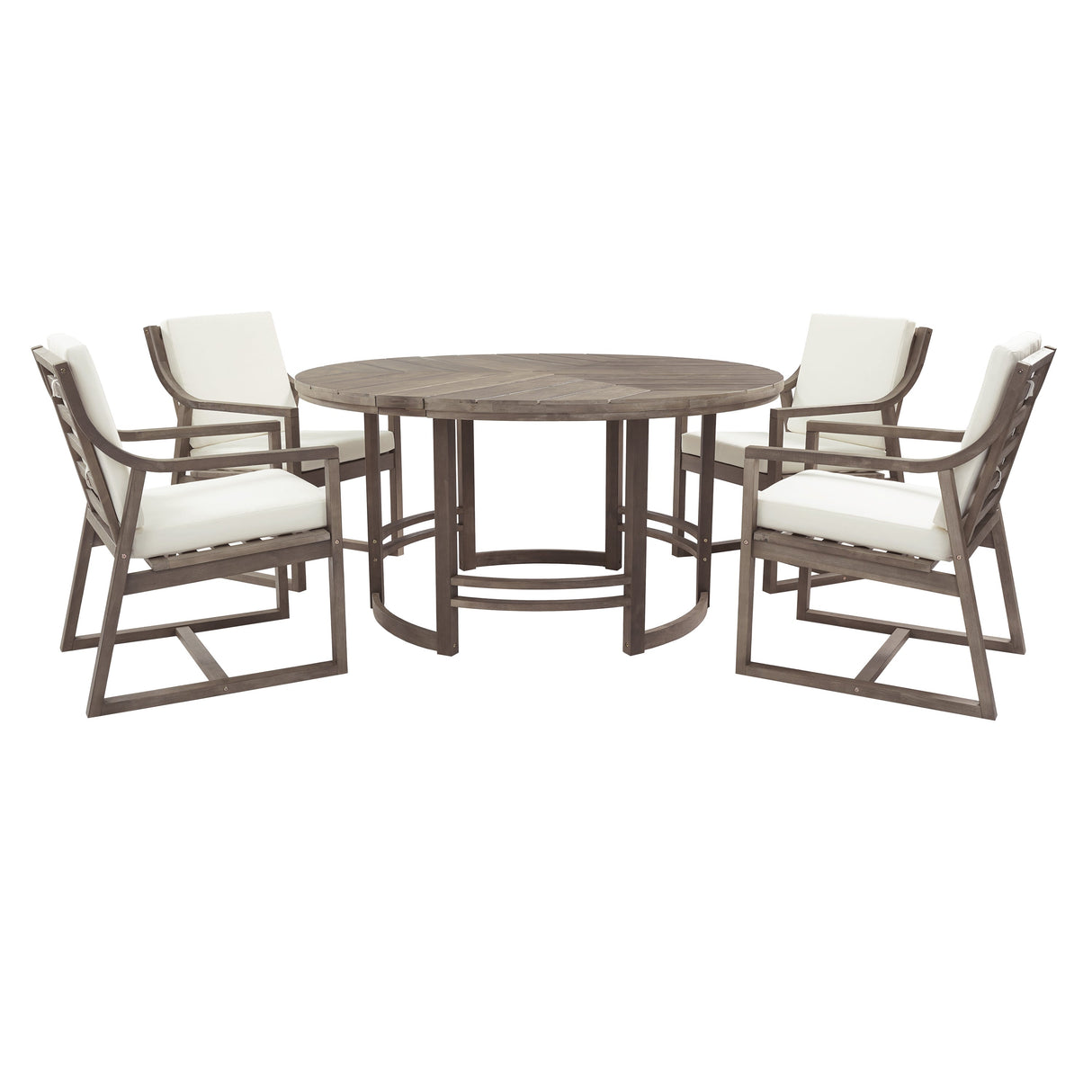 Outdoor Dining Set 5-Piece Patio Table and Chairs Set with Umbrella Hole